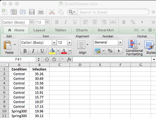 Scab Disease Spreadsheet